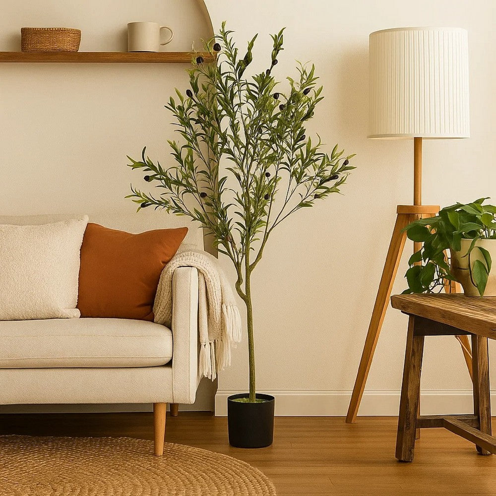 Vina Artificial Olive Tree, Realistic Green Silk Leaves, 59 Inch -BM335465