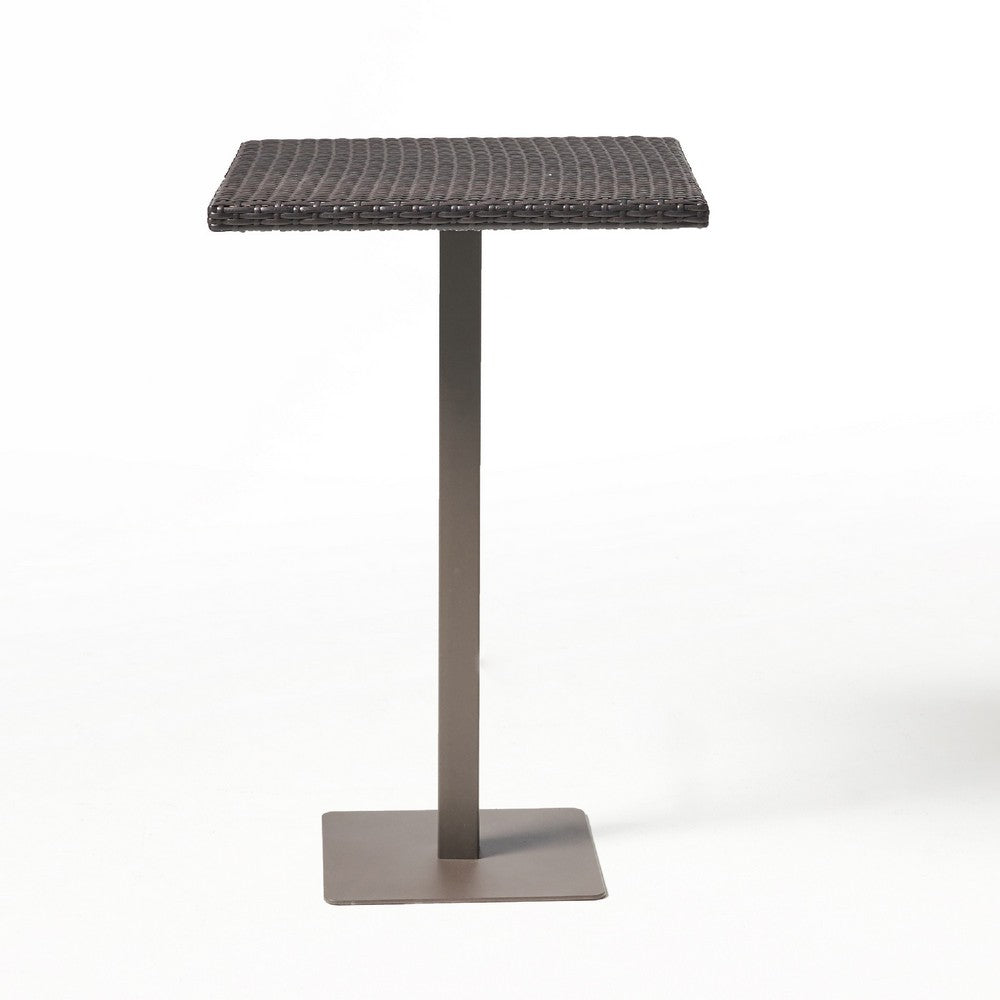 Outdoor Square Bar Table, Brown Multi Rattan, Metal Frame -BM335467