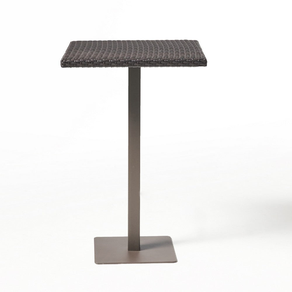 Outdoor Square Bar Table, Brown Multi Rattan, Metal Frame -BM335467