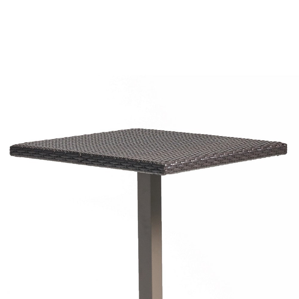 Outdoor Square Bar Table, Brown Multi Rattan, Metal Frame -BM335467