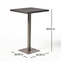 Outdoor Square Bar Table, Brown Multi Rattan, Metal Frame -BM335467