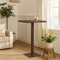 Outdoor Square Bar Table, Brown Multi Rattan, Metal Frame -BM335467