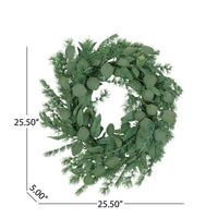 Holiday Wreath, Green Polyester Leaves and Wire Construction, 26 Inch -BM335469