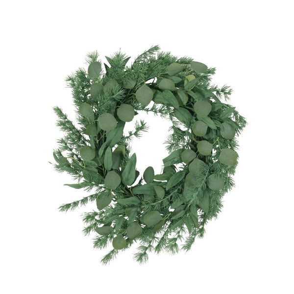 Holiday Wreath, Green Polyester Leaves and Wire Construction, 26 Inch -BM335469