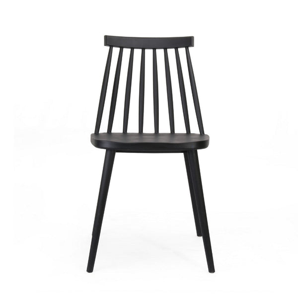 Dining Side Chair Set of 2, Black Polypropylene, Spindle Backrest -BM335471