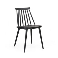 Dining Side Chair Set of 2, Black Polypropylene, Spindle Backrest -BM335471