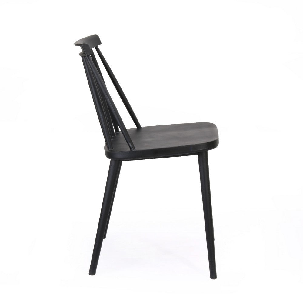 Dining Side Chair Set of 2, Black Polypropylene, Spindle Backrest -BM335471