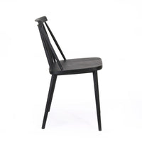 Dining Side Chair Set of 2, Black Polypropylene, Spindle Backrest -BM335471