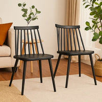 Dining Side Chair Set of 2, Black Polypropylene, Spindle Backrest -BM335471