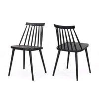 Dining Side Chair Set of 2, Black Polypropylene, Spindle Backrest -BM335471