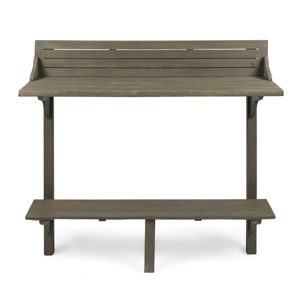 Outdoor Balcony Bar Table, Slim Design Gray Wood Frame, 50 Inch -BM335472