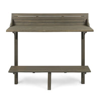 Outdoor Balcony Bar Table, Slim Design Gray Wood Frame, 50 Inch -BM335472