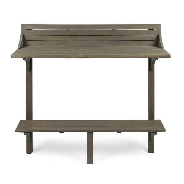 Outdoor Balcony Bar Table, Slim Design Gray Wood Frame, 50 Inch -BM335472