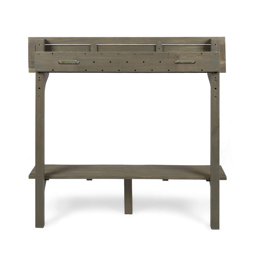 Outdoor Balcony Bar Table, Slim Design Gray Wood Frame, 50 Inch -BM335472