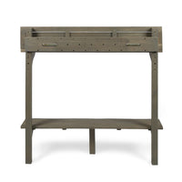 Outdoor Balcony Bar Table, Slim Design Gray Wood Frame, 50 Inch -BM335472