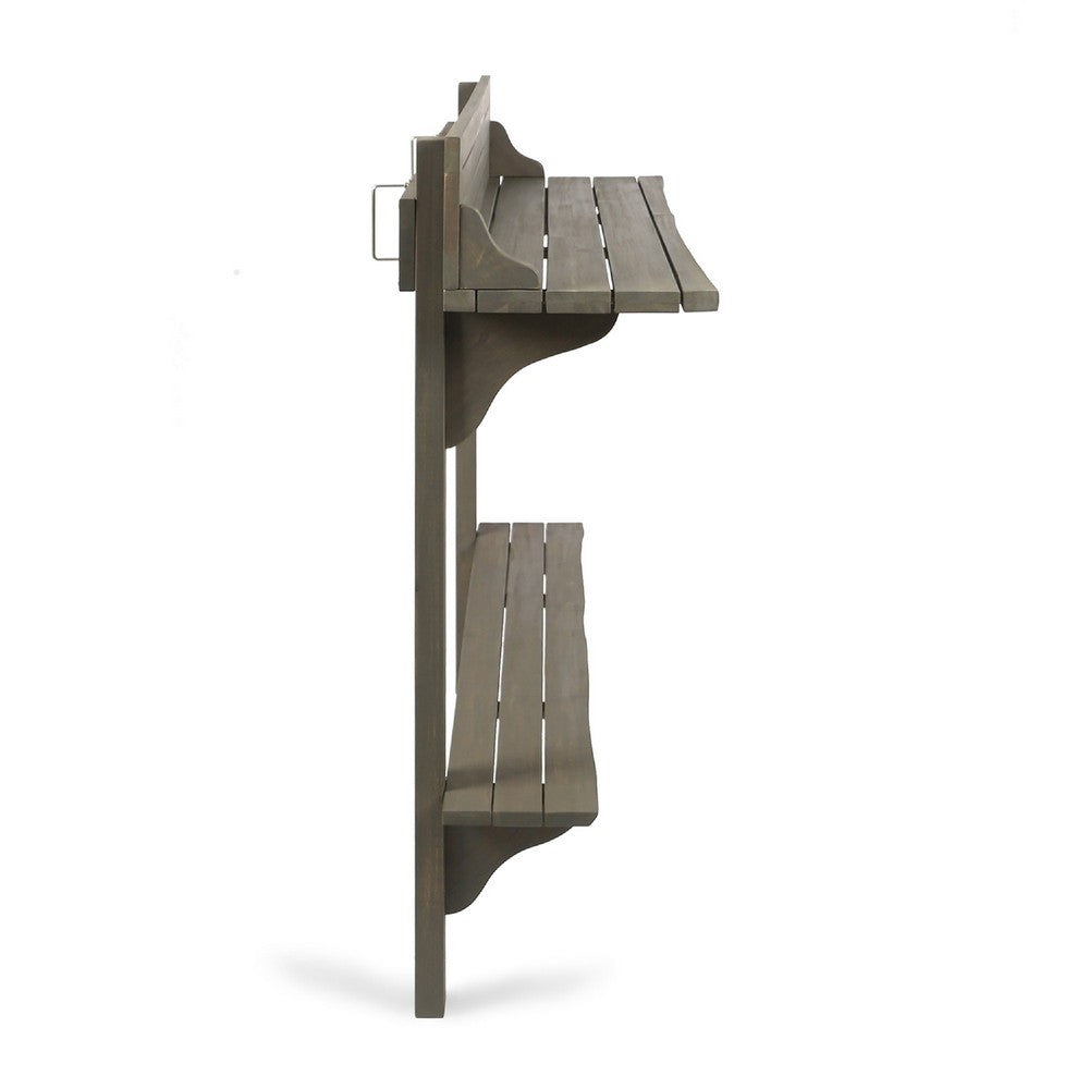 Outdoor Balcony Bar Table, Slim Design Gray Wood Frame, 50 Inch -BM335472