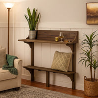 Outdoor Balcony Bar Table, Slim Design Gray Wood Frame, 50 Inch -BM335472