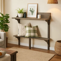 Outdoor Balcony Bar Table, Slim Design Gray Wood Frame, 50 Inch -BM335472