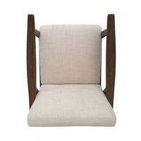 Accent Armchair, Soft Button Tufted Beige Fabric, Dark Brown Wood -BM335473