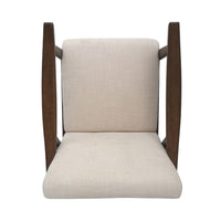 Accent Armchair, Soft Button Tufted Beige Fabric, Dark Brown Wood -BM335473