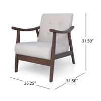 Accent Armchair, Soft Button Tufted Beige Fabric, Dark Brown Wood -BM335473