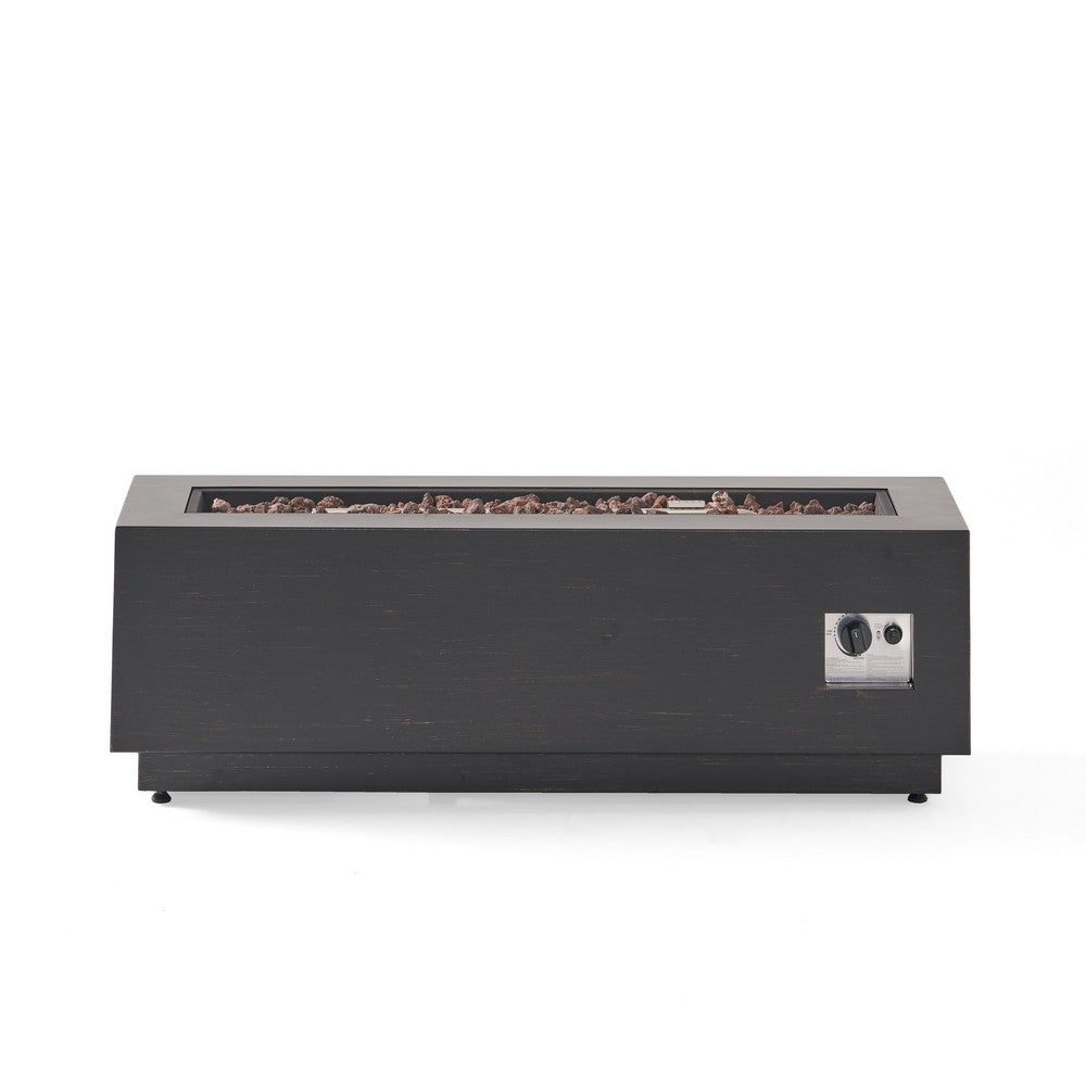 Outdoor Fire Pit, Dark Brown, Gold Iron Frame Rectangular 48 Inch -BM335475