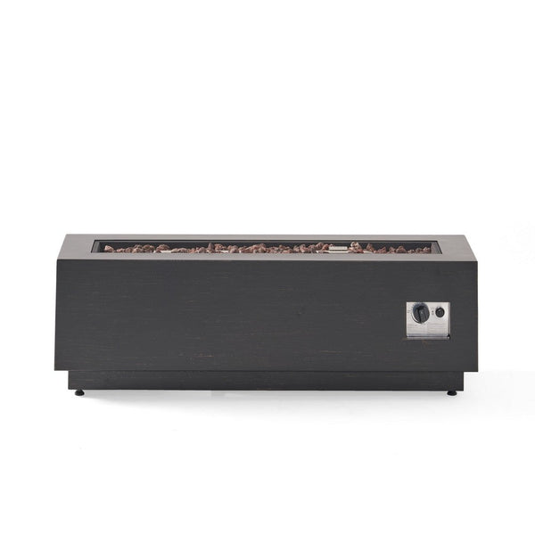 Outdoor Fire Pit, Dark Brown, Gold Iron Frame Rectangular 48 Inch -BM335475