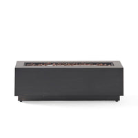 Outdoor Fire Pit, Dark Brown, Gold Iron Frame Rectangular 48 Inch -BM335475