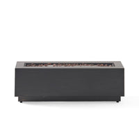 Outdoor Fire Pit, Dark Brown, Gold Iron Frame Rectangular 48 Inch -BM335475