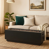 Outdoor Fire Pit, Dark Brown, Gold Iron Frame Rectangular 48 Inch -BM335475