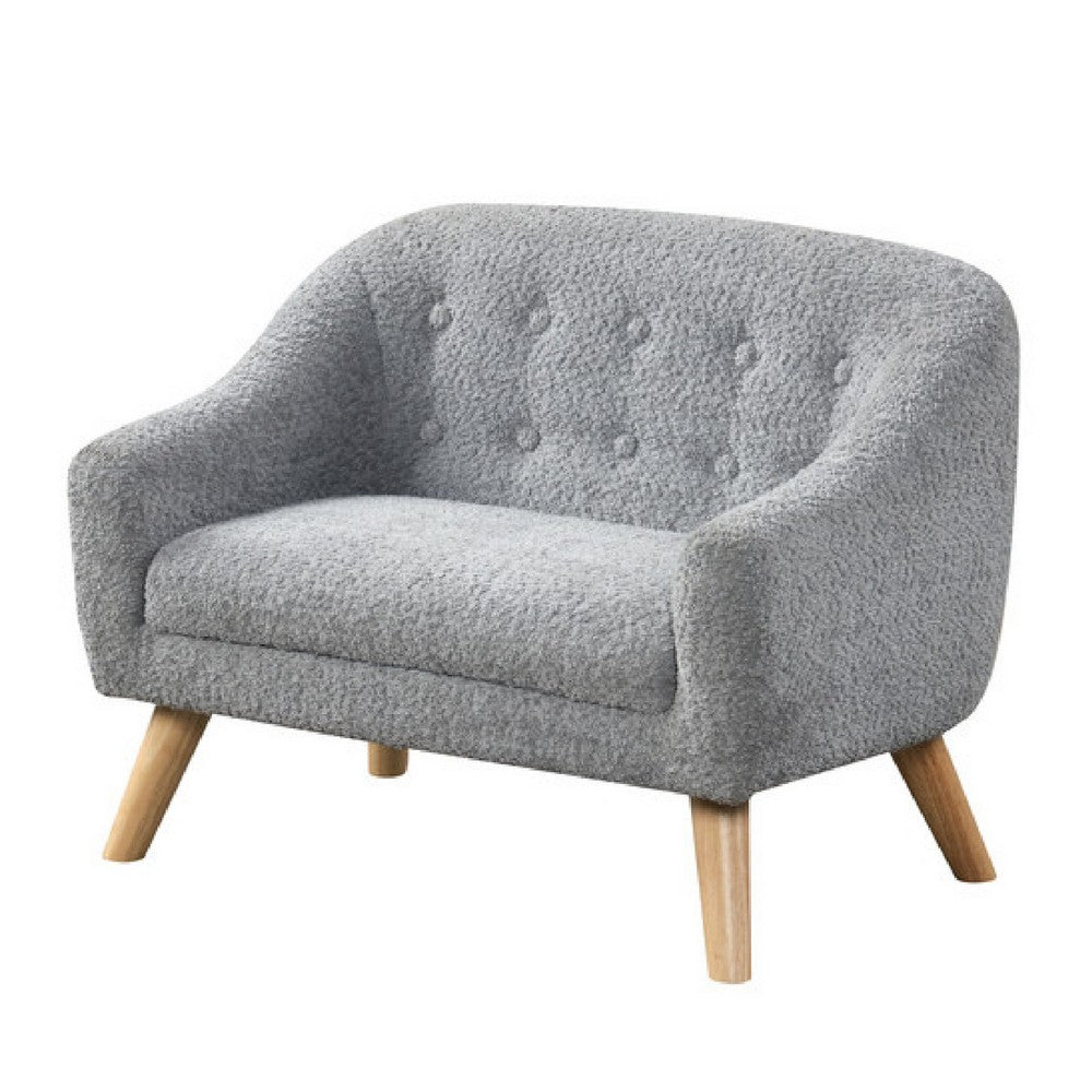 Aelia Kids Size Sofa Chair, Wood Legs, Gray Tufted Chenille 29 Inch -BM335482
