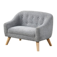Aelia Kids Size Sofa Chair, Wood Legs, Gray Tufted Chenille 29 Inch -BM335482