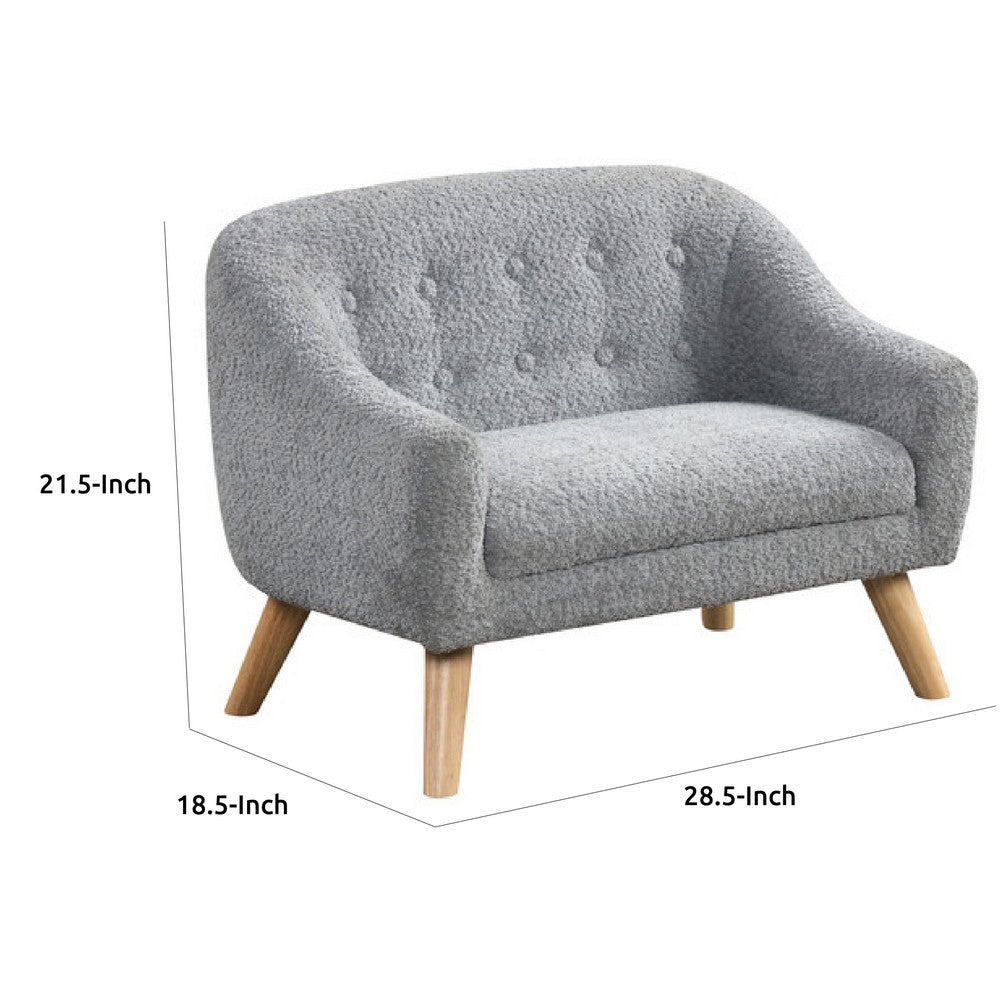 Aelia Kids Size Sofa Chair, Wood Legs, Gray Tufted Chenille 29 Inch -BM335482