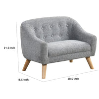 Aelia Kids Size Sofa Chair, Wood Legs, Gray Tufted Chenille 29 Inch -BM335482