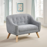 Aelia Kids Size Sofa Chair, Wood Legs, Gray Tufted Chenille 29 Inch -BM335482