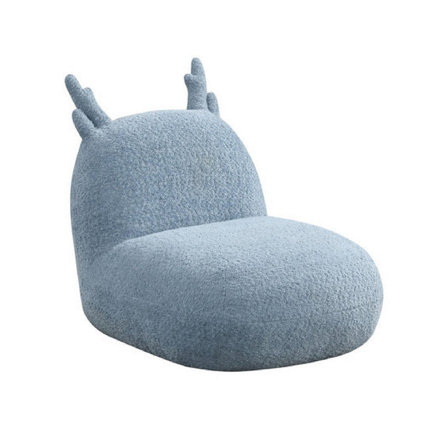 Wesie Deer Shaped Kids Chair, Sculpted Ear and Antlers, Blue Chenille -BM335483