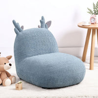 Wesie Deer Shaped Kids Chair, Sculpted Ear and Antlers, Blue Chenille -BM335483