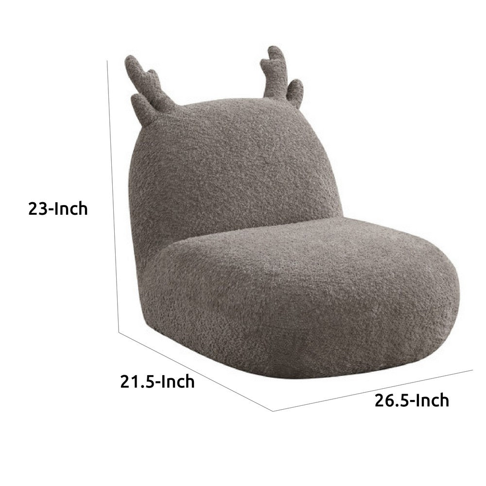 Wesie Deer Shaped Kids Chair, Sculpted Ear and Antlers, Brown Chenille -BM335484