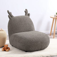 Wesie Deer Shaped Kids Chair, Sculpted Ear and Antlers, Brown Chenille -BM335484