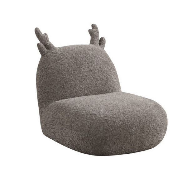 Wesie Deer Shaped Kids Chair, Sculpted Ear and Antlers, Brown Chenille -BM335484
