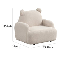 Raye Bear Shaped Kids Armchair with Black Legs, Beige Teddy Velvet  -BM335485