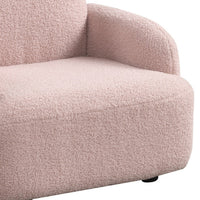 Raye Bear Shaped Kids Armchair with Black Legs, Pink Teddy Velvet  -BM335486