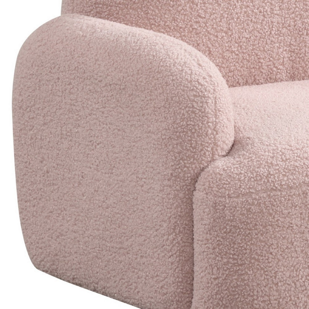 Raye Bear Shaped Kids Armchair with Black Legs, Pink Teddy Velvet  -BM335486