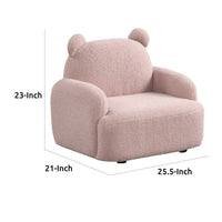Raye Bear Shaped Kids Armchair with Black Legs, Pink Teddy Velvet  -BM335486
