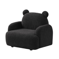 Raye Bear Shaped Kids Armchair with Black Legs, Black Teddy Velvet  -BM335487
