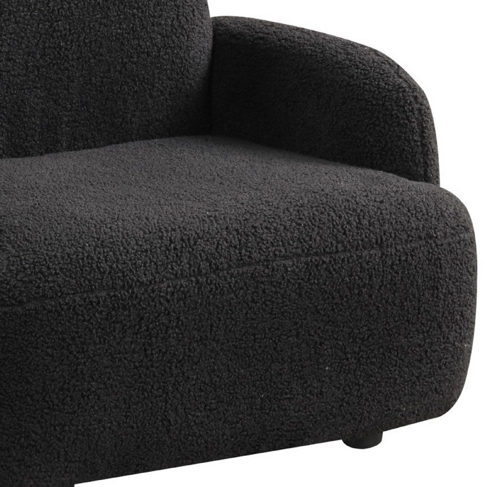 Raye Bear Shaped Kids Armchair with Black Legs, Black Teddy Velvet  -BM335487