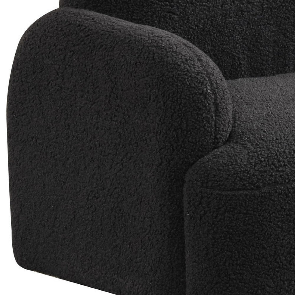 Raye Bear Shaped Kids Armchair with Black Legs, Black Teddy Velvet  -BM335487