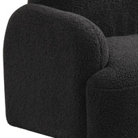 Raye Bear Shaped Kids Armchair with Black Legs, Black Teddy Velvet  -BM335487