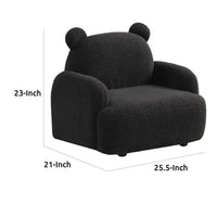 Raye Bear Shaped Kids Armchair with Black Legs, Black Teddy Velvet  -BM335487