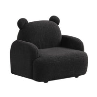 Raye Bear Shaped Kids Armchair with Black Legs, Black Teddy Velvet  -BM335487
